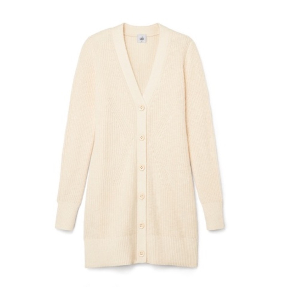 CABI LONG CREAM COLORED BUTTON FRONT KNIT CARDIGAN (LAST CHANCE)